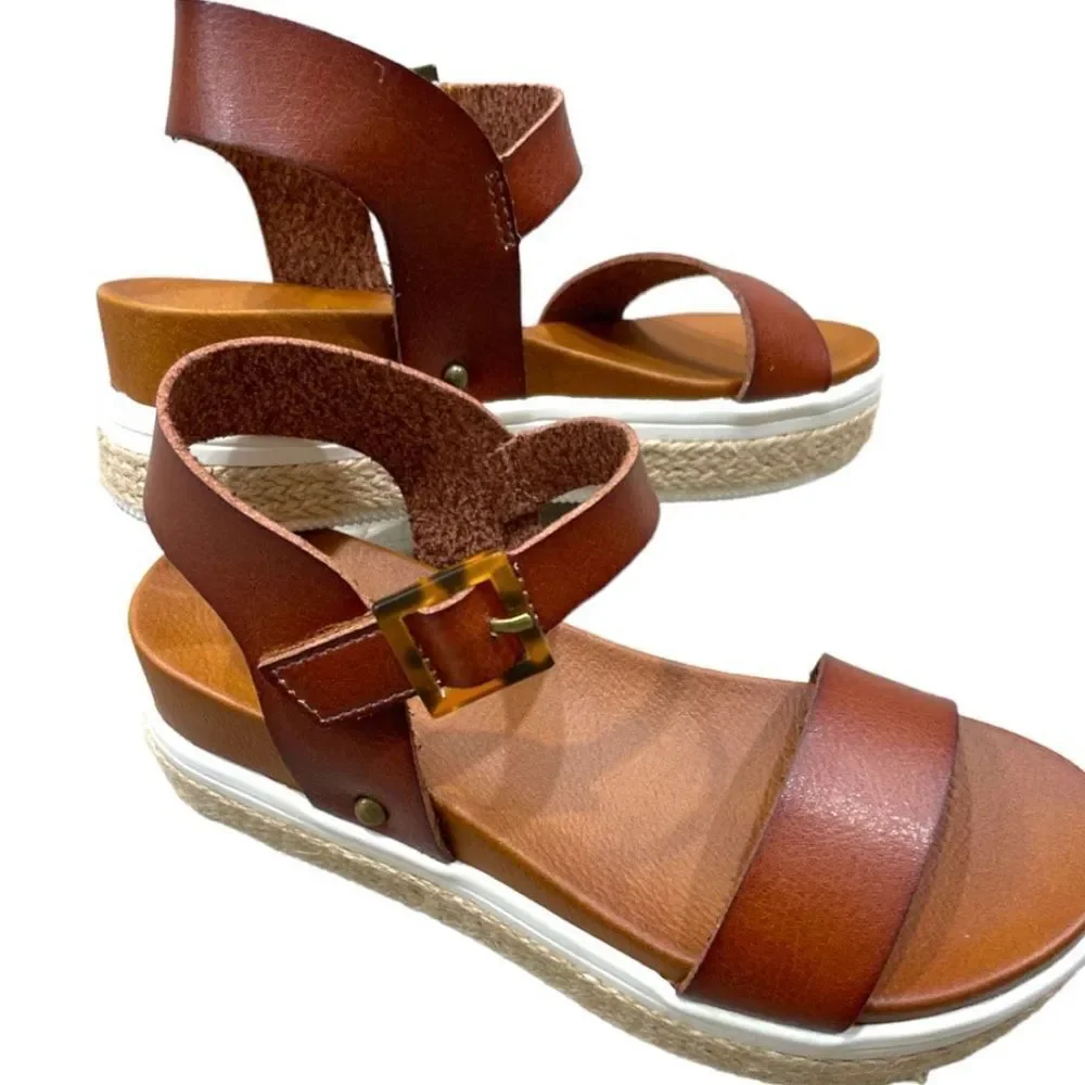 MIA KIDS Little Ellen Girl's Cognac Ankle Strap Platform  Sandals Size 5 NEW